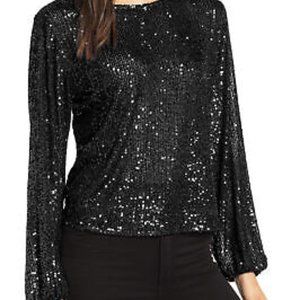 Chelsea 28 Black Sequin Top - Size S